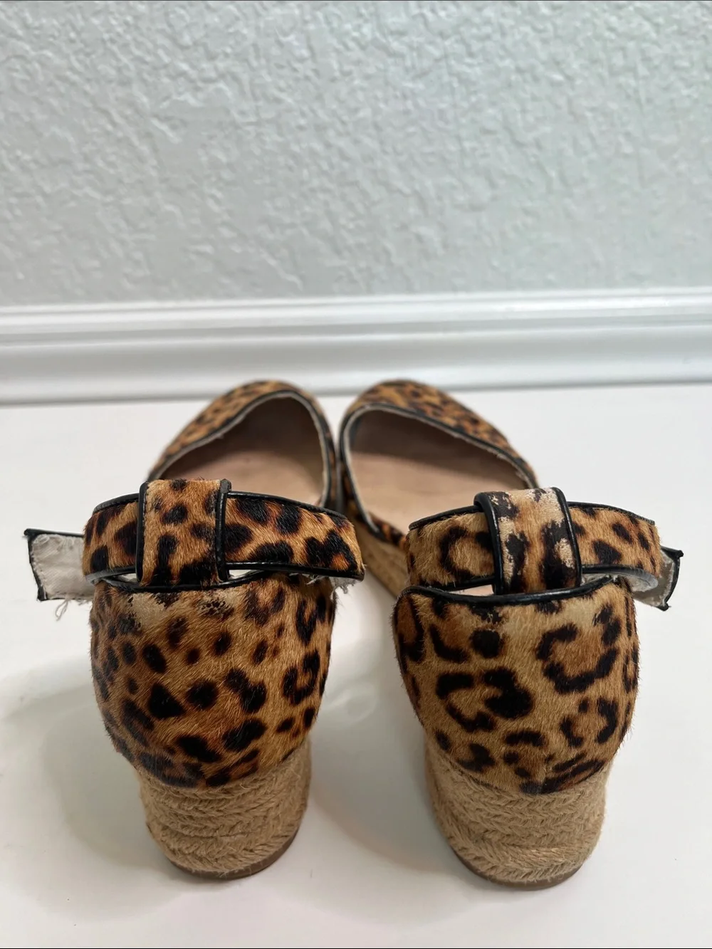 Jack Rogers Palmer Leopard Calf Hair Wedge Espadrilles Sz 9.5